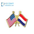 Free sample custom made metal soft hard enamel gold silver plated american usa flag lapel pin with different size